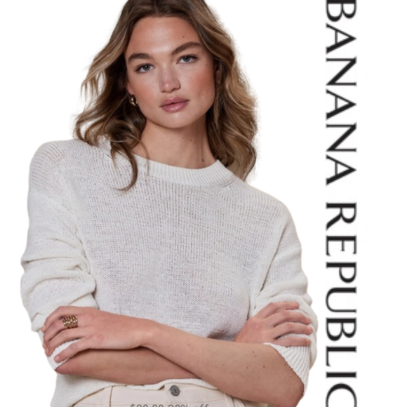 BANANA REPUBLIC Cotton Textured Sweater in Eru (Cream), Size Large - Picture 7 of 7